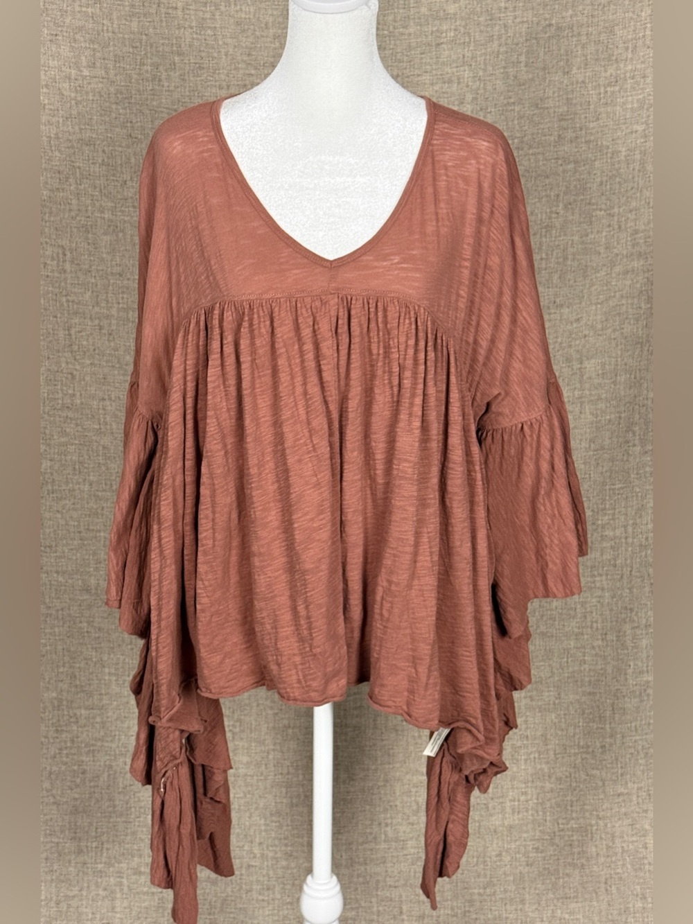 FP Beach by Free People Easy Does It Ruffle Batwing Poncho Cropped Flowy Top - Picture 5 of 10